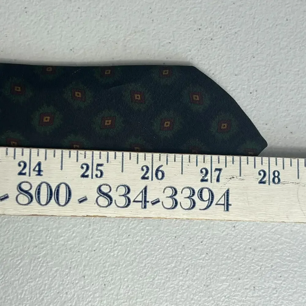 Polo by Ralph Lauren Men's Green Floral Design Silk Tie Handmade In Italy